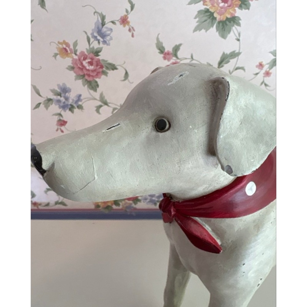 Rustic Standing Dog Figurine with Red Polka Dot Bandana Farmhouse Decor 14in - Picture 8 of 11